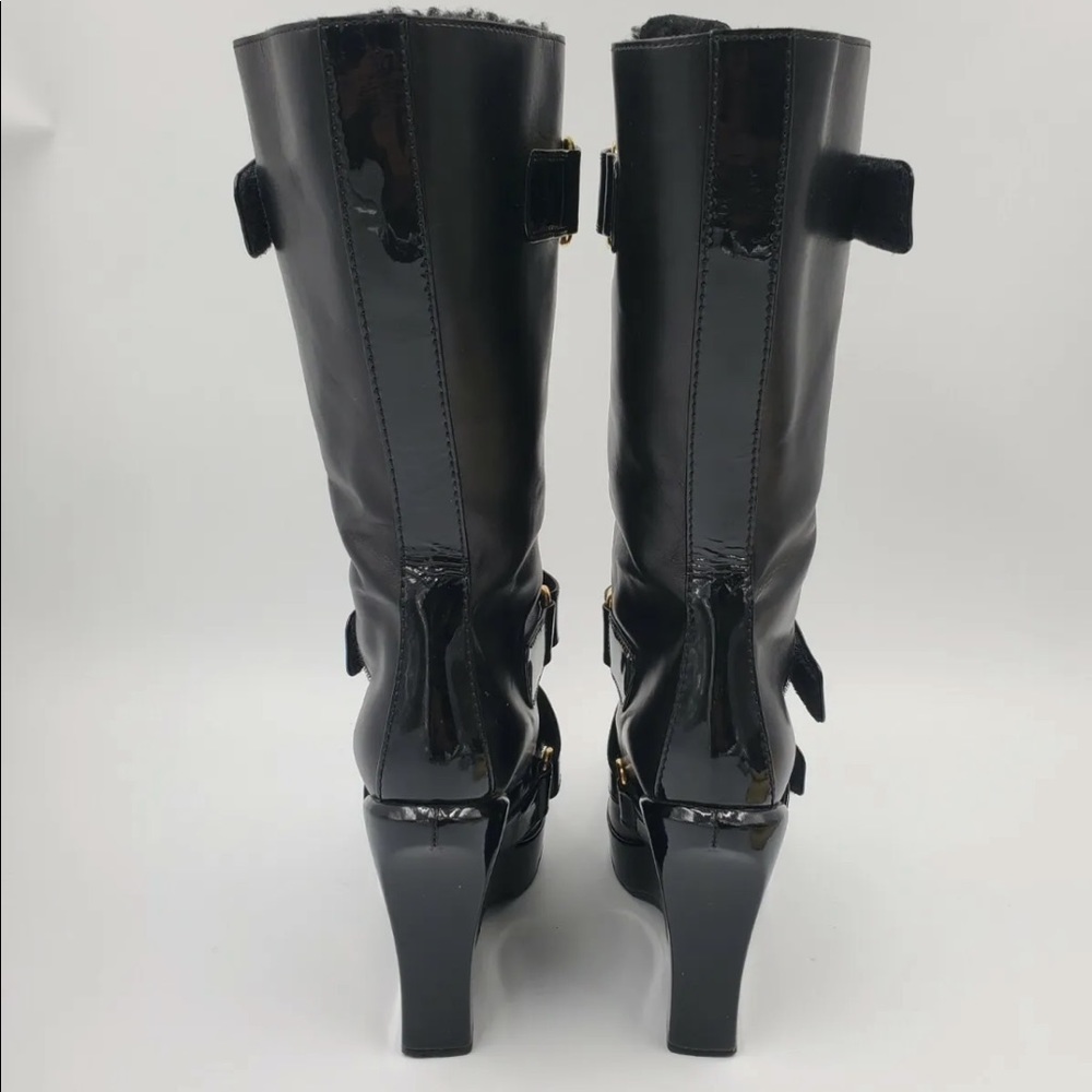 AUTHENTIC LOUIS VUITTON RUNWAY EXTREME WEDGES LEATHER BOOTS.SizeEU35/US 5